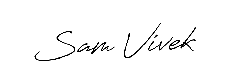 How to make Sam Vivek name signature. Use Antro_Vectra_Bolder style for creating short signs online. This is the latest handwritten sign. Sam Vivek signature style 7 images and pictures png