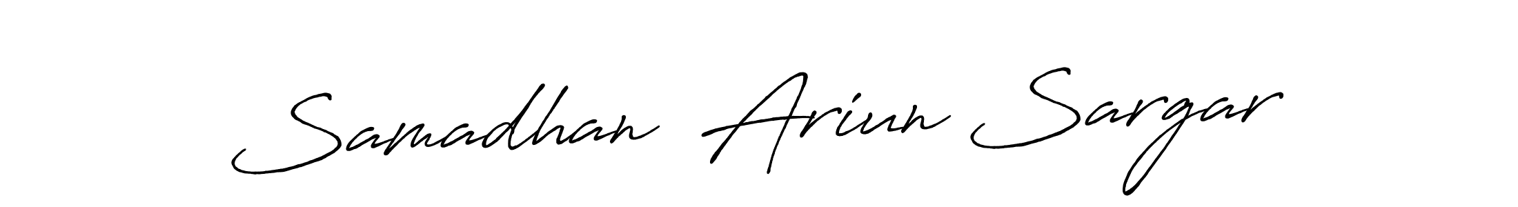 The best way (Antro_Vectra_Bolder) to make a short signature is to pick only two or three words in your name. The name Samadhan  Ariun Sargar include a total of six letters. For converting this name. Samadhan  Ariun Sargar signature style 7 images and pictures png