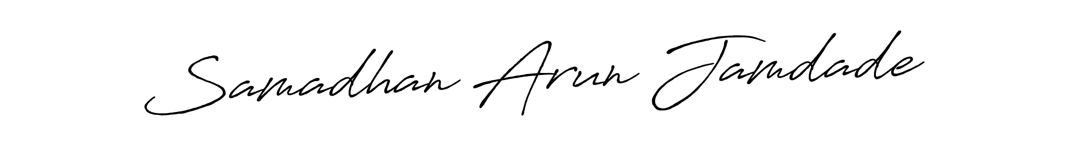 Antro_Vectra_Bolder is a professional signature style that is perfect for those who want to add a touch of class to their signature. It is also a great choice for those who want to make their signature more unique. Get Samadhan Arun Jamdade name to fancy signature for free. Samadhan Arun Jamdade signature style 7 images and pictures png