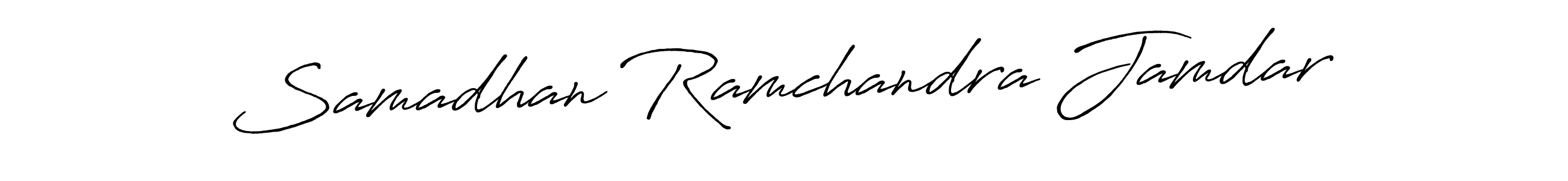 The best way (Antro_Vectra_Bolder) to make a short signature is to pick only two or three words in your name. The name Samadhan Ramchandra Jamdar include a total of six letters. For converting this name. Samadhan Ramchandra Jamdar signature style 7 images and pictures png