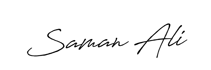Use a signature maker to create a handwritten signature online. With this signature software, you can design (Antro_Vectra_Bolder) your own signature for name Saman Ali. Saman Ali signature style 7 images and pictures png