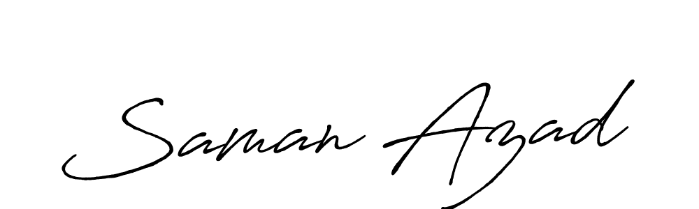 Create a beautiful signature design for name Saman Azad. With this signature (Antro_Vectra_Bolder) fonts, you can make a handwritten signature for free. Saman Azad signature style 7 images and pictures png