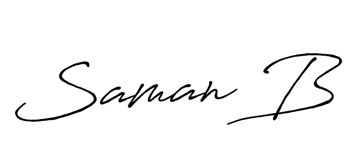 Make a beautiful signature design for name Saman B. With this signature (Antro_Vectra_Bolder) style, you can create a handwritten signature for free. Saman B signature style 7 images and pictures png