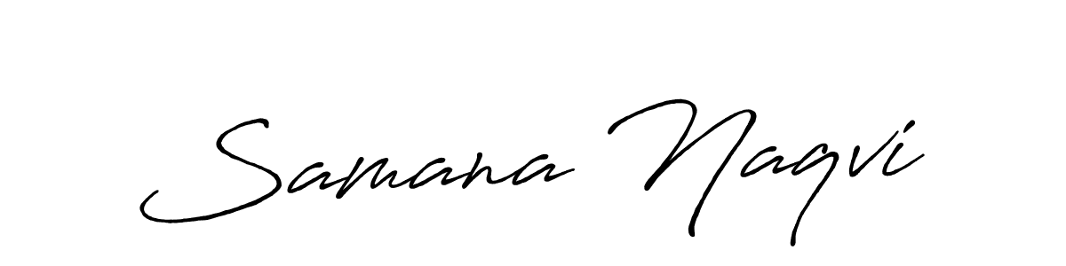 Make a beautiful signature design for name Samana Naqvi. With this signature (Antro_Vectra_Bolder) style, you can create a handwritten signature for free. Samana Naqvi signature style 7 images and pictures png