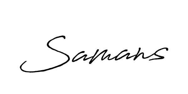 Make a beautiful signature design for name Samans. With this signature (Antro_Vectra_Bolder) style, you can create a handwritten signature for free. Samans signature style 7 images and pictures png