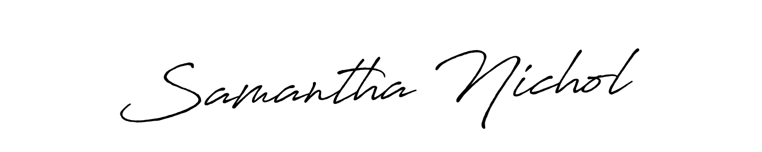 The best way (Antro_Vectra_Bolder) to make a short signature is to pick only two or three words in your name. The name Samantha Nichol include a total of six letters. For converting this name. Samantha Nichol signature style 7 images and pictures png