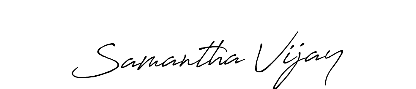 How to make Samantha Vijay name signature. Use Antro_Vectra_Bolder style for creating short signs online. This is the latest handwritten sign. Samantha Vijay signature style 7 images and pictures png