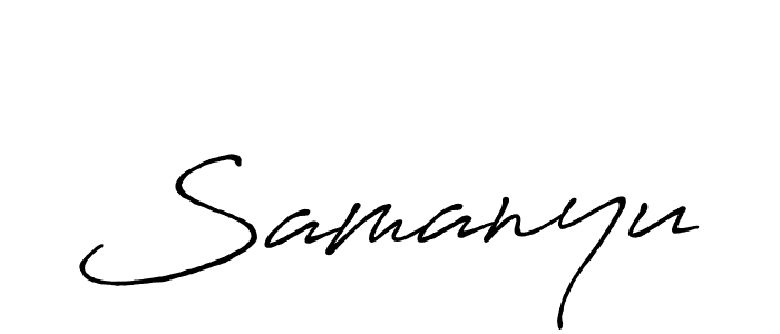 Make a beautiful signature design for name Samanyu. With this signature (Antro_Vectra_Bolder) style, you can create a handwritten signature for free. Samanyu signature style 7 images and pictures png