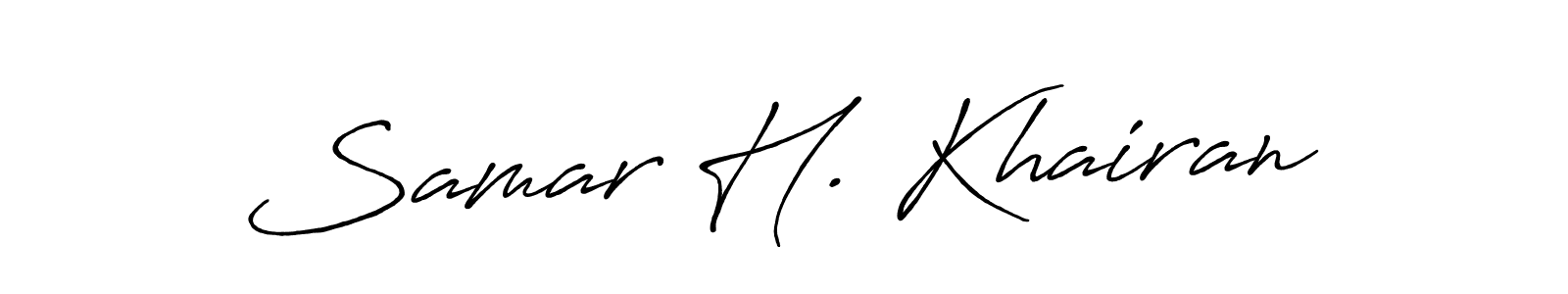 if you are searching for the best signature style for your name Samar H. Khairan. so please give up your signature search. here we have designed multiple signature styles  using Antro_Vectra_Bolder. Samar H. Khairan signature style 7 images and pictures png