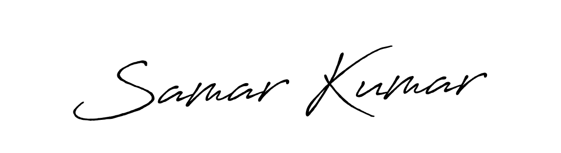 How to make Samar Kumar name signature. Use Antro_Vectra_Bolder style for creating short signs online. This is the latest handwritten sign. Samar Kumar signature style 7 images and pictures png