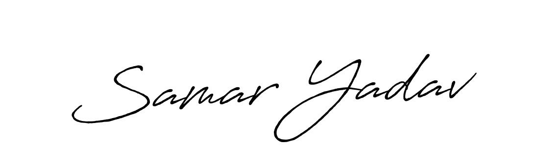 How to make Samar Yadav name signature. Use Antro_Vectra_Bolder style for creating short signs online. This is the latest handwritten sign. Samar Yadav signature style 7 images and pictures png