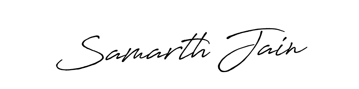 How to make Samarth Jain name signature. Use Antro_Vectra_Bolder style for creating short signs online. This is the latest handwritten sign. Samarth Jain signature style 7 images and pictures png