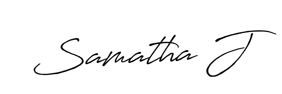 How to make Samatha J name signature. Use Antro_Vectra_Bolder style for creating short signs online. This is the latest handwritten sign. Samatha J signature style 7 images and pictures png