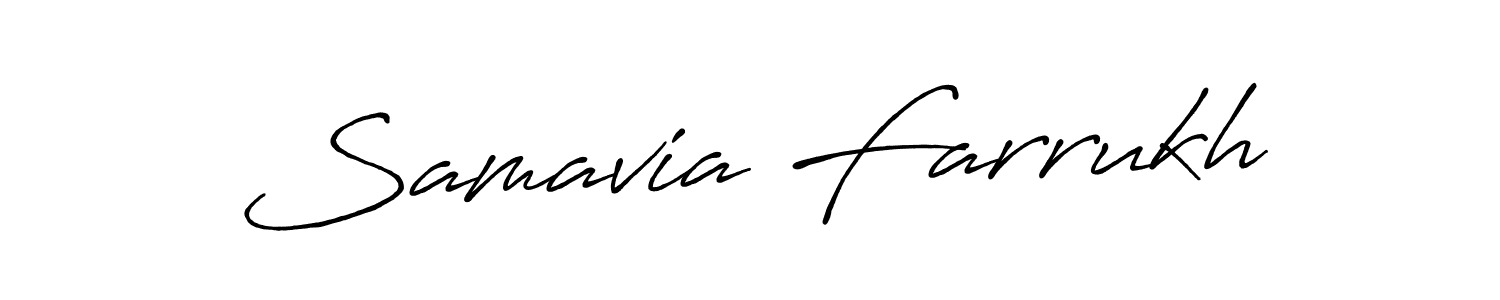 Samavia Farrukh stylish signature style. Best Handwritten Sign (Antro_Vectra_Bolder) for my name. Handwritten Signature Collection Ideas for my name Samavia Farrukh. Samavia Farrukh signature style 7 images and pictures png