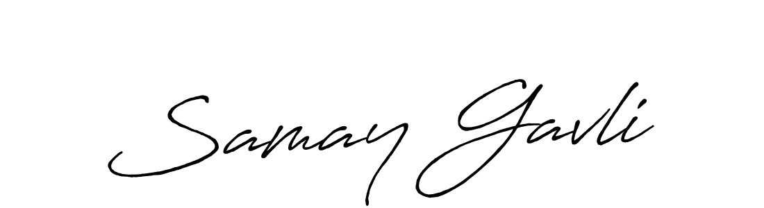 Make a beautiful signature design for name Samay Gavli. With this signature (Antro_Vectra_Bolder) style, you can create a handwritten signature for free. Samay Gavli signature style 7 images and pictures png
