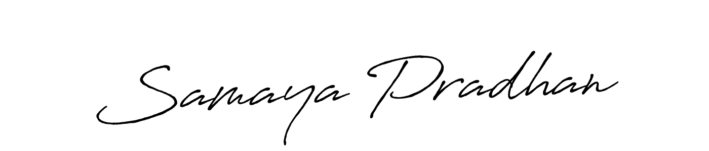 Make a beautiful signature design for name Samaya Pradhan. With this signature (Antro_Vectra_Bolder) style, you can create a handwritten signature for free. Samaya Pradhan signature style 7 images and pictures png