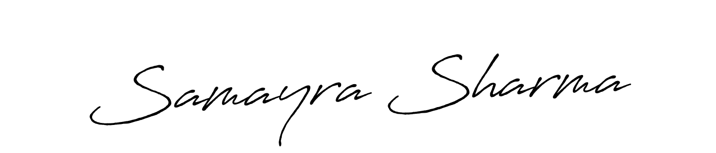 The best way (Antro_Vectra_Bolder) to make a short signature is to pick only two or three words in your name. The name Samayra Sharma include a total of six letters. For converting this name. Samayra Sharma signature style 7 images and pictures png