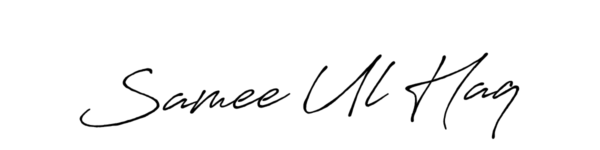 How to make Samee Ul Haq name signature. Use Antro_Vectra_Bolder style for creating short signs online. This is the latest handwritten sign. Samee Ul Haq signature style 7 images and pictures png