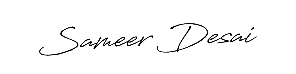 Make a beautiful signature design for name Sameer Desai. With this signature (Antro_Vectra_Bolder) style, you can create a handwritten signature for free. Sameer Desai signature style 7 images and pictures png