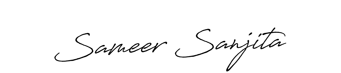 How to make Sameer Sanjita name signature. Use Antro_Vectra_Bolder style for creating short signs online. This is the latest handwritten sign. Sameer Sanjita signature style 7 images and pictures png