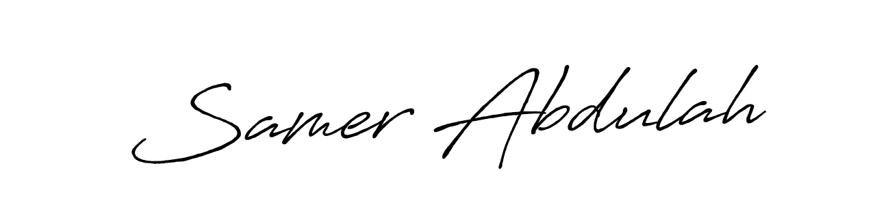 if you are searching for the best signature style for your name Samer Abdulah. so please give up your signature search. here we have designed multiple signature styles  using Antro_Vectra_Bolder. Samer Abdulah signature style 7 images and pictures png