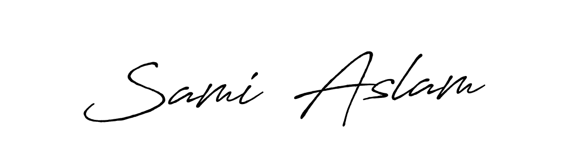 Create a beautiful signature design for name Sami  Aslam. With this signature (Antro_Vectra_Bolder) fonts, you can make a handwritten signature for free. Sami  Aslam signature style 7 images and pictures png