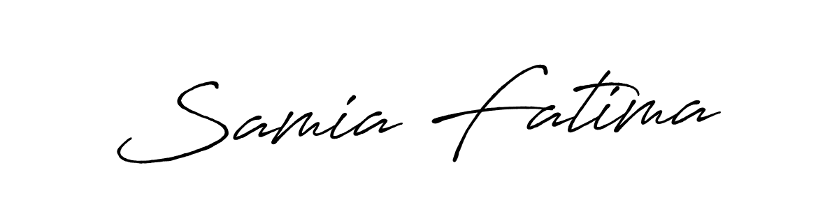 Make a beautiful signature design for name Samia Fatima. With this signature (Antro_Vectra_Bolder) style, you can create a handwritten signature for free. Samia Fatima signature style 7 images and pictures png