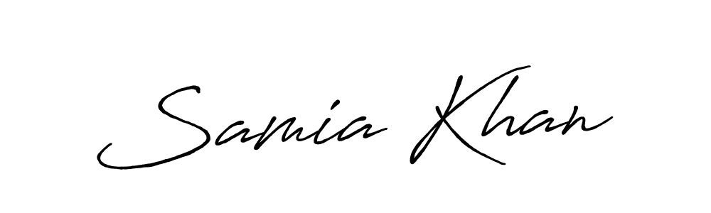 Use a signature maker to create a handwritten signature online. With this signature software, you can design (Antro_Vectra_Bolder) your own signature for name Samia Khan. Samia Khan signature style 7 images and pictures png