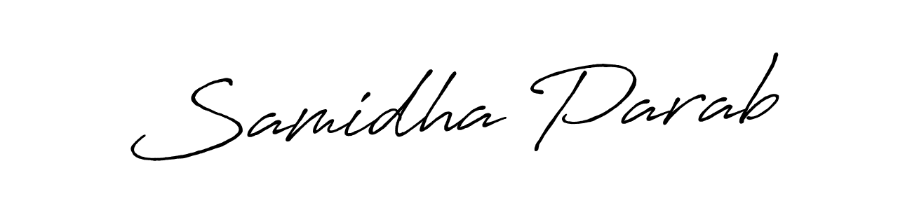 The best way (Antro_Vectra_Bolder) to make a short signature is to pick only two or three words in your name. The name Samidha Parab include a total of six letters. For converting this name. Samidha Parab signature style 7 images and pictures png