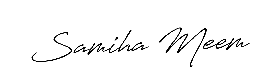 if you are searching for the best signature style for your name Samiha Meem. so please give up your signature search. here we have designed multiple signature styles  using Antro_Vectra_Bolder. Samiha Meem signature style 7 images and pictures png