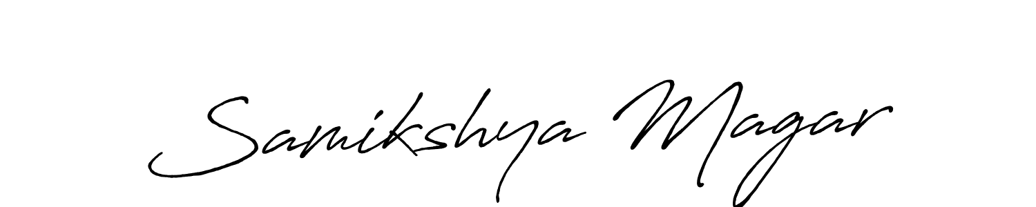 Similarly Antro_Vectra_Bolder is the best handwritten signature design. Signature creator online .You can use it as an online autograph creator for name Samikshya Magar. Samikshya Magar signature style 7 images and pictures png