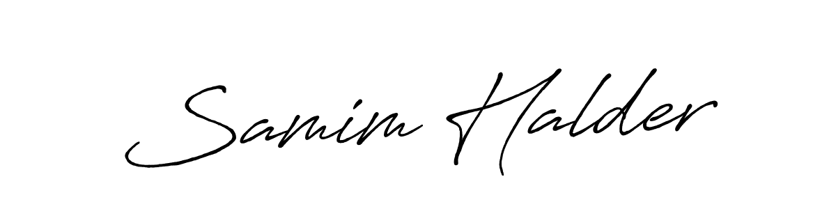 The best way (Antro_Vectra_Bolder) to make a short signature is to pick only two or three words in your name. The name Samim Halder include a total of six letters. For converting this name. Samim Halder signature style 7 images and pictures png