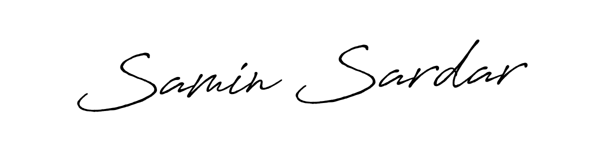 How to make Samin Sardar name signature. Use Antro_Vectra_Bolder style for creating short signs online. This is the latest handwritten sign. Samin Sardar signature style 7 images and pictures png