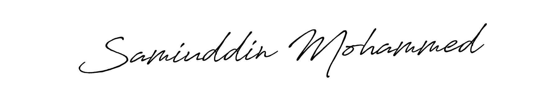 The best way (Antro_Vectra_Bolder) to make a short signature is to pick only two or three words in your name. The name Samiuddin Mohammed include a total of six letters. For converting this name. Samiuddin Mohammed signature style 7 images and pictures png