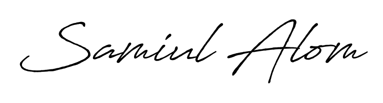 Get inspired by this graceful Antro_Vectra_Bolder signature style for name Samiul Alom. Smooth loops and balanced proportions for everyday use. Samiul Alom signature style 7 images and pictures png