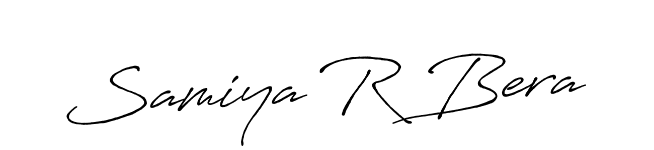 The best way (Antro_Vectra_Bolder) to make a short signature is to pick only two or three words in your name. The name Samiya R Bera include a total of six letters. For converting this name. Samiya R Bera signature style 7 images and pictures png