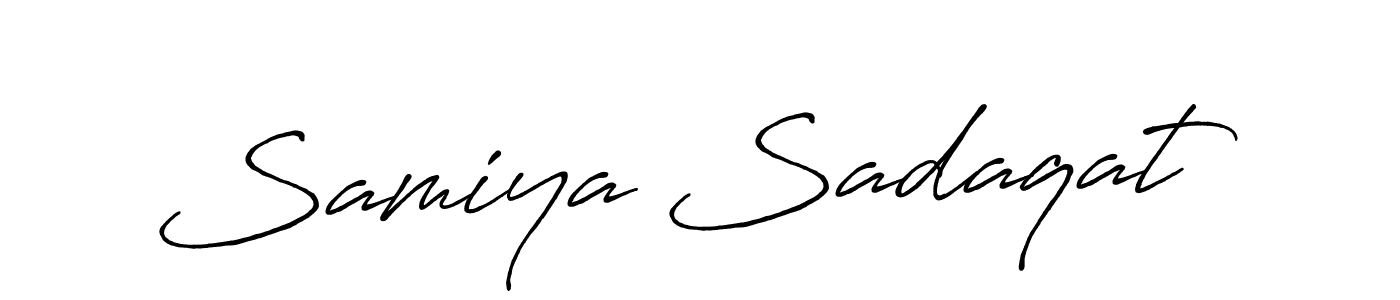 How to make Samiya Sadaqat name signature. Use Antro_Vectra_Bolder style for creating short signs online. This is the latest handwritten sign. Samiya Sadaqat signature style 7 images and pictures png