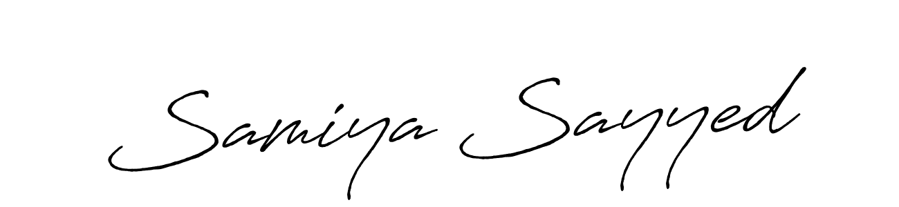 Create a beautiful signature design for name Samiya Sayyed. With this signature (Antro_Vectra_Bolder) fonts, you can make a handwritten signature for free. Samiya Sayyed signature style 7 images and pictures png