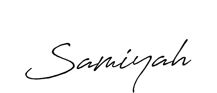 Make a beautiful signature design for name Samiyah. With this signature (Antro_Vectra_Bolder) style, you can create a handwritten signature for free. Samiyah signature style 7 images and pictures png