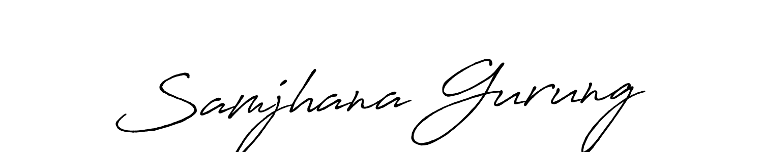 Make a short Samjhana Gurung signature style. Manage your documents anywhere anytime using Antro_Vectra_Bolder. Create and add eSignatures, submit forms, share and send files easily. Samjhana Gurung signature style 7 images and pictures png