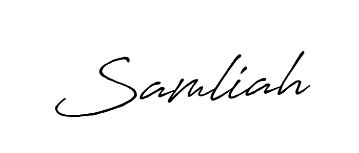 Samliah stylish signature style. Best Handwritten Sign (Antro_Vectra_Bolder) for my name. Handwritten Signature Collection Ideas for my name Samliah. Samliah signature style 7 images and pictures png