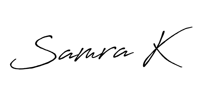 Make a beautiful signature design for name Samra K. With this signature (Antro_Vectra_Bolder) style, you can create a handwritten signature for free. Samra K signature style 7 images and pictures png