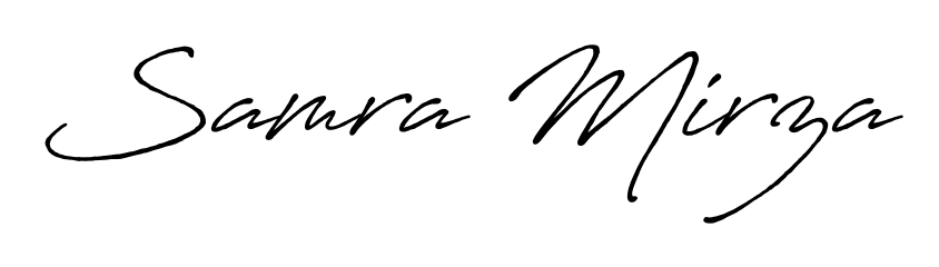 Try this chic Samra Mirza handwritten sign style. Using Antro_Vectra_Bolder font elements, it gives your name a sleek, memorable identity. Samra Mirza signature style 7 images and pictures png