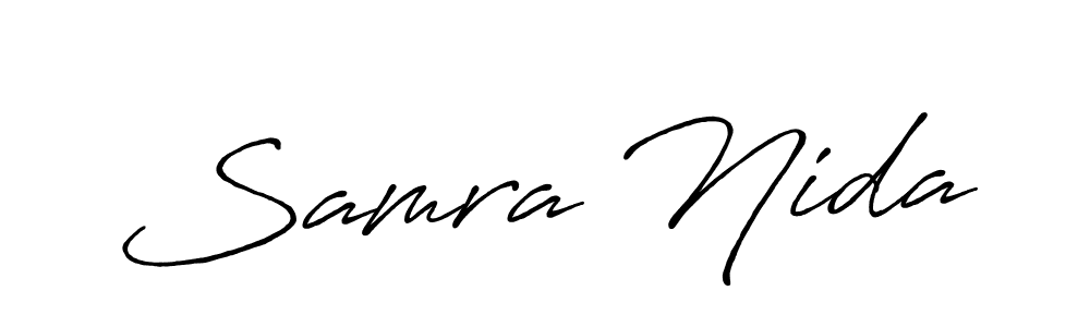 Make a beautiful signature design for name Samra Nida. With this signature (Antro_Vectra_Bolder) style, you can create a handwritten signature for free. Samra Nida signature style 7 images and pictures png
