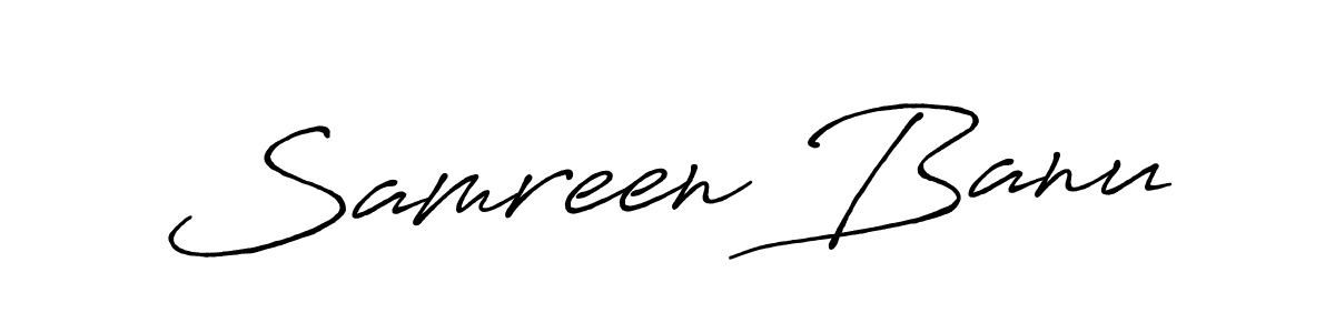 How to make Samreen Banu name signature. Use Antro_Vectra_Bolder style for creating short signs online. This is the latest handwritten sign. Samreen Banu signature style 7 images and pictures png