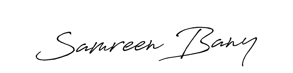 Antro_Vectra_Bolder is a professional signature style that is perfect for those who want to add a touch of class to their signature. It is also a great choice for those who want to make their signature more unique. Get Samreen Bany name to fancy signature for free. Samreen Bany signature style 7 images and pictures png