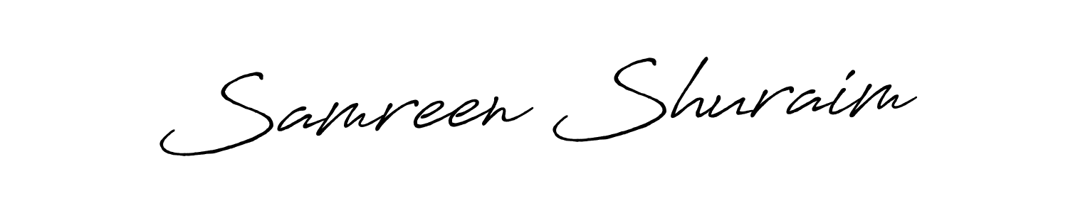 Make a beautiful signature design for name Samreen Shuraim. With this signature (Antro_Vectra_Bolder) style, you can create a handwritten signature for free. Samreen Shuraim signature style 7 images and pictures png