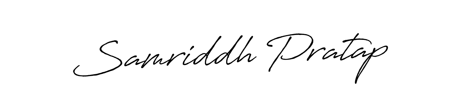 How to make Samriddh Pratap name signature. Use Antro_Vectra_Bolder style for creating short signs online. This is the latest handwritten sign. Samriddh Pratap signature style 7 images and pictures png