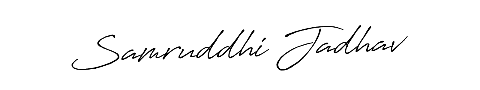How to make Samruddhi Jadhav name signature. Use Antro_Vectra_Bolder style for creating short signs online. This is the latest handwritten sign. Samruddhi Jadhav signature style 7 images and pictures png