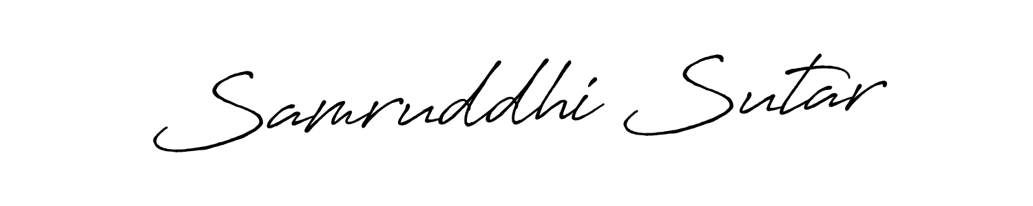 How to make Samruddhi Sutar signature? Antro_Vectra_Bolder is a professional autograph style. Create handwritten signature for Samruddhi Sutar name. Samruddhi Sutar signature style 7 images and pictures png